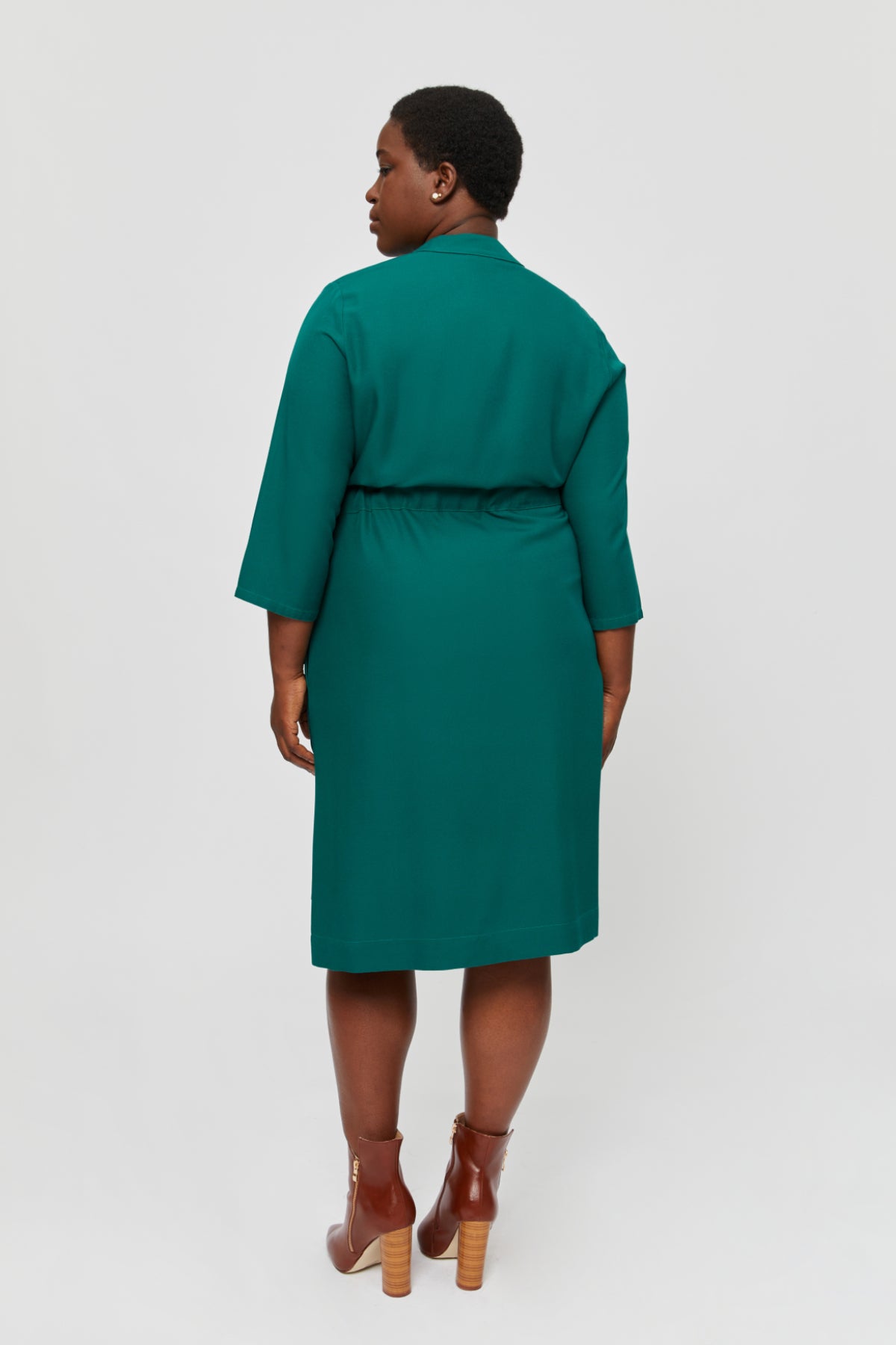 Sandra | Midi Wrap Dress in Emerald Green