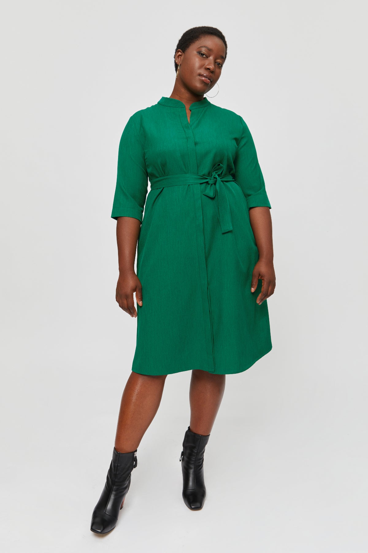 Shirtdress LIDIA, Midi Work Dress in Green - AYANI Shirtdress LIDIA, Midi Work Dress in Green - AYANI