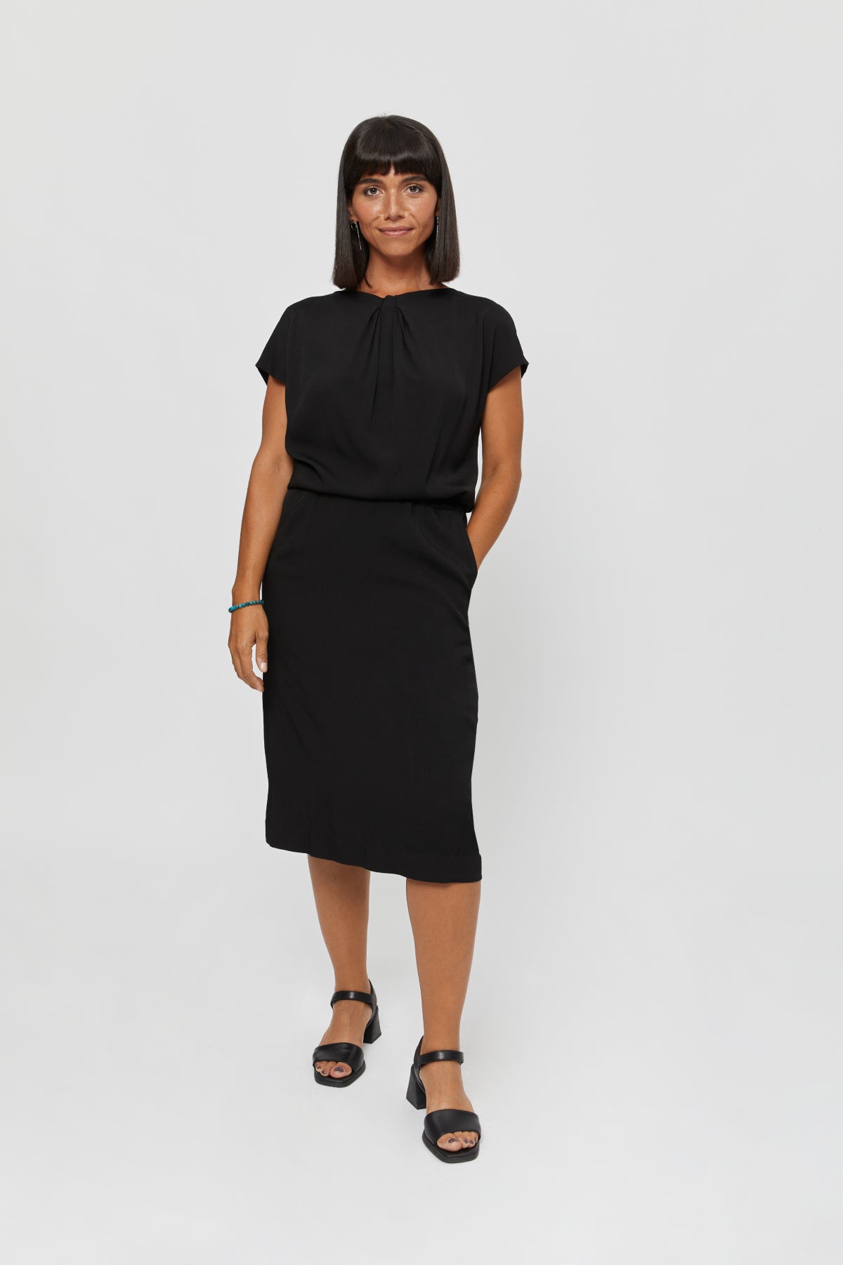 Work Dress AMY, Midi Formal Dress in Black - AYANI