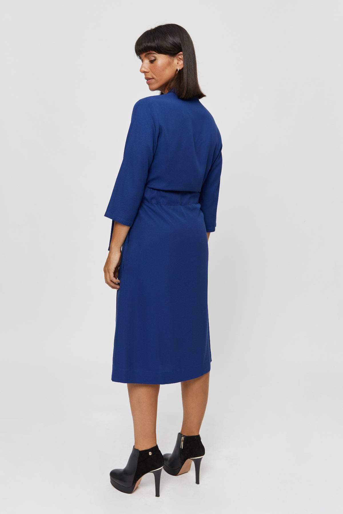 Sandra | Midi Wrap Dress in Midnight Blue