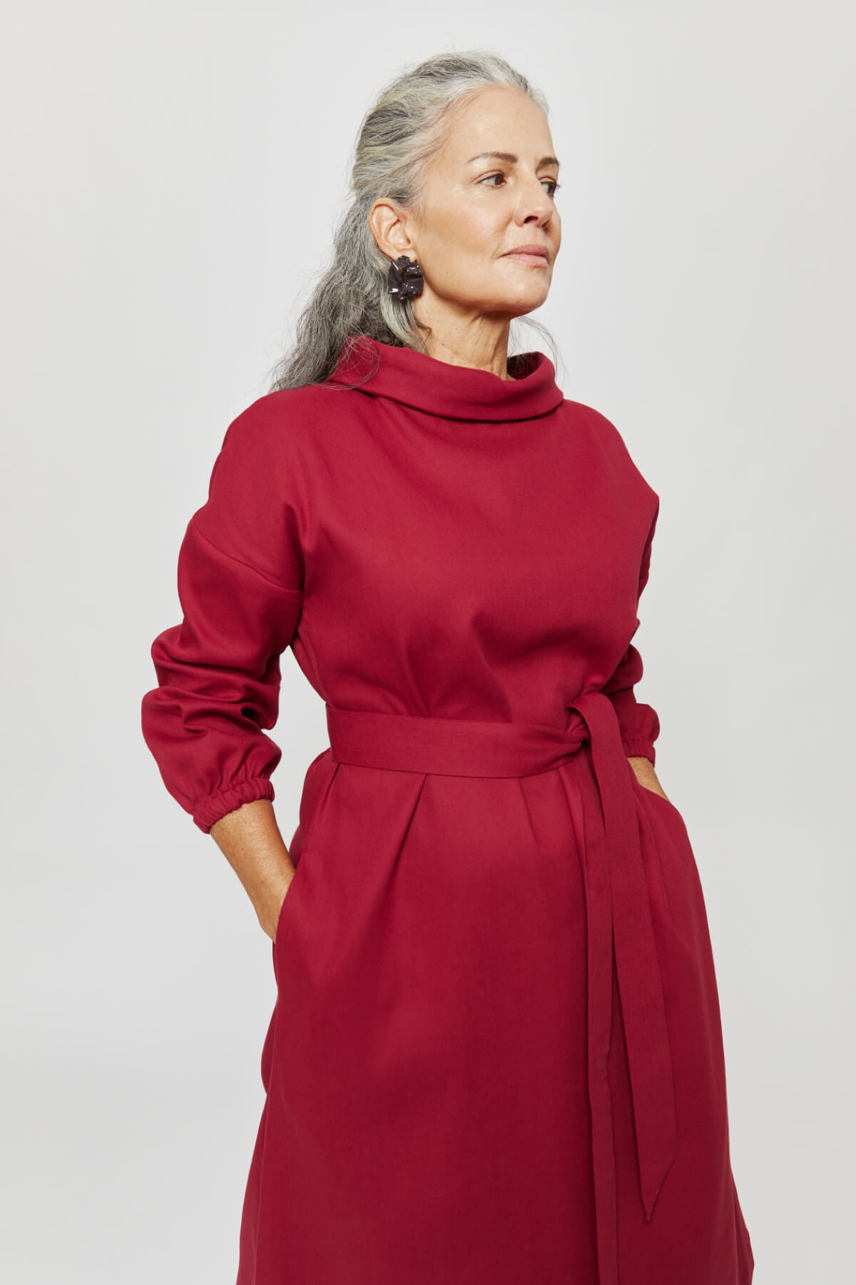 kleid bordeaux rot lang. kleid bordeaux A-Linie - AYANI