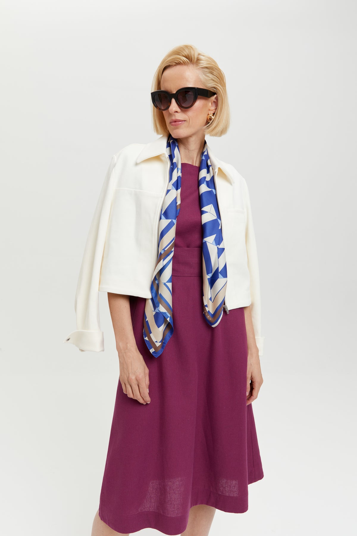 Mane | Elegantes Midikleid mit Kimono-Gürtel in Lila