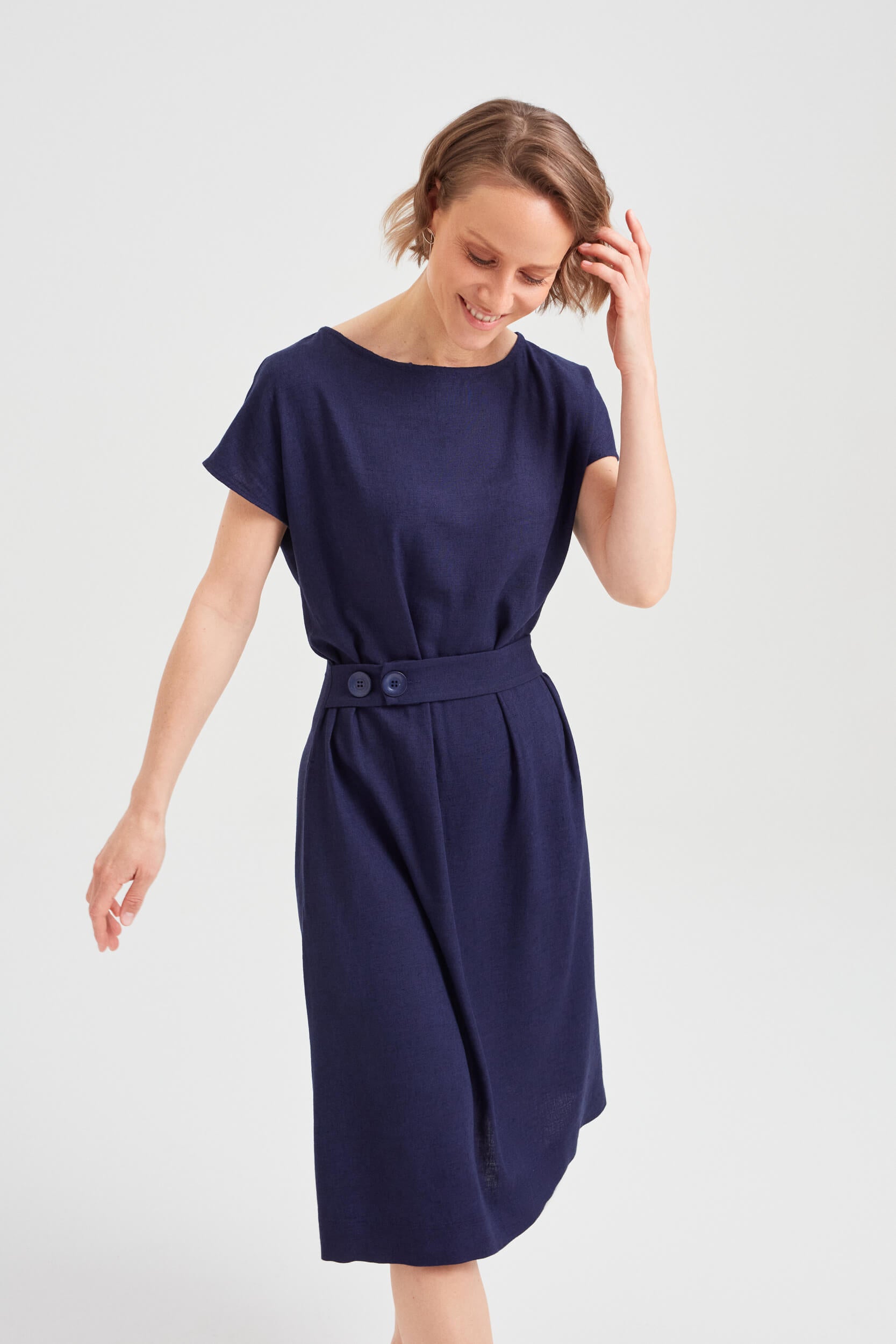 Casual Dress SATI, Summer Casual A Line Dress in Black-Blue