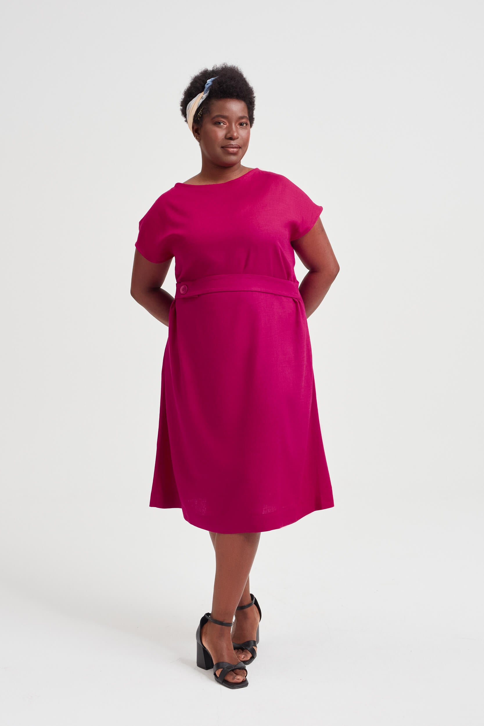 AYANI SATI leinenkleid rot midi sommerkleid größe 40, größe 42