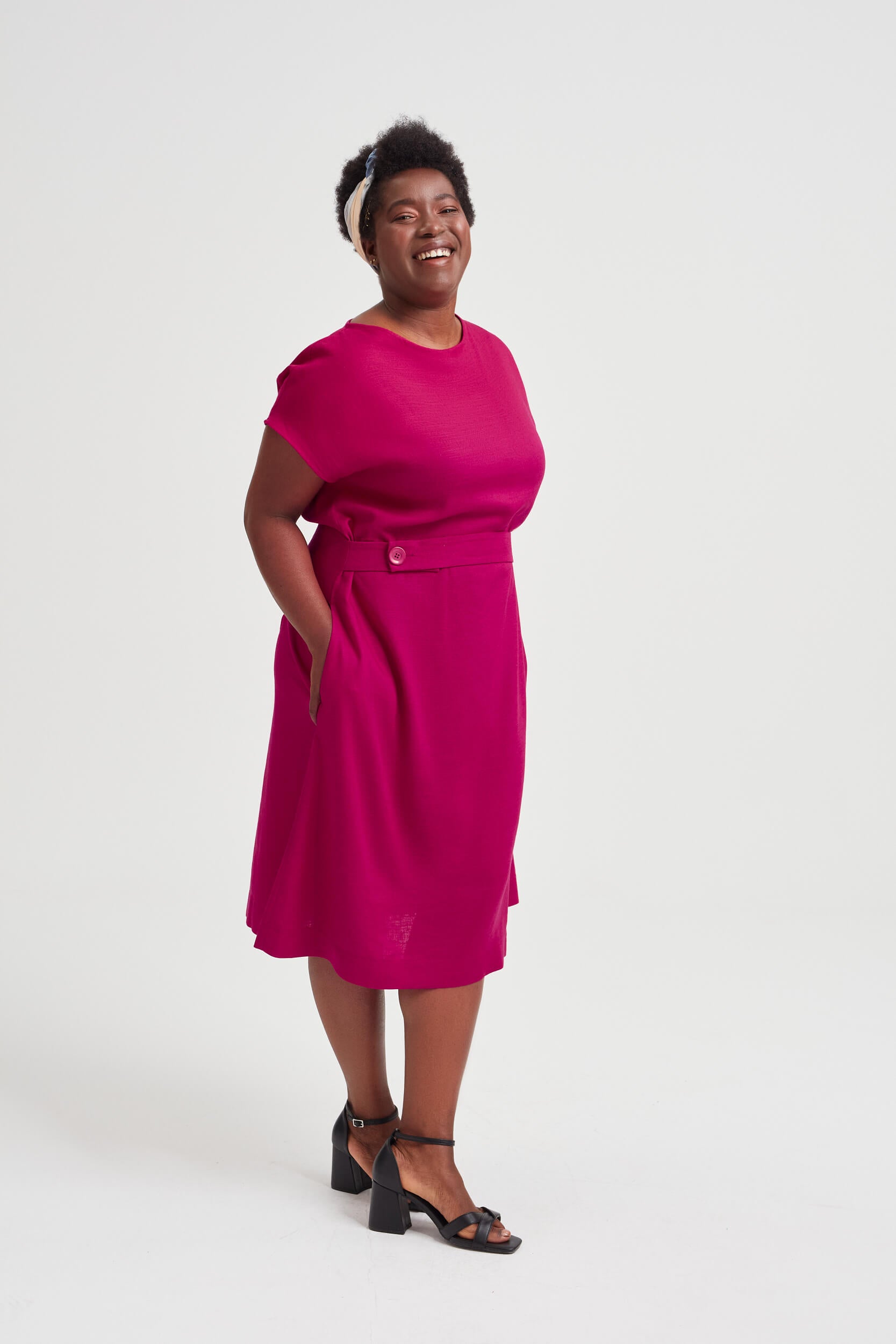 AYANI SATI plus size red dress elegant linen midi for everyday wear