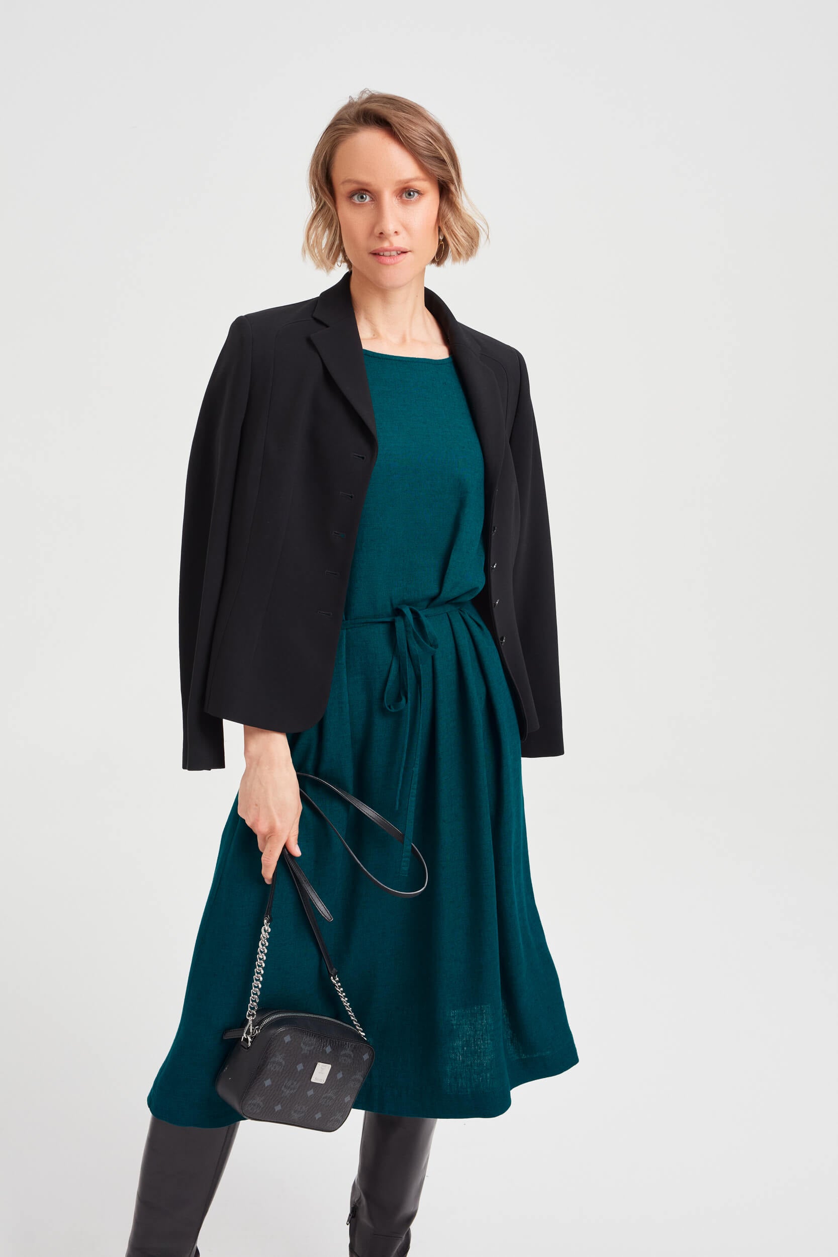 AYANI NIKA kleid grünes a linien sommerkleid mit ärmeln für tag und abend