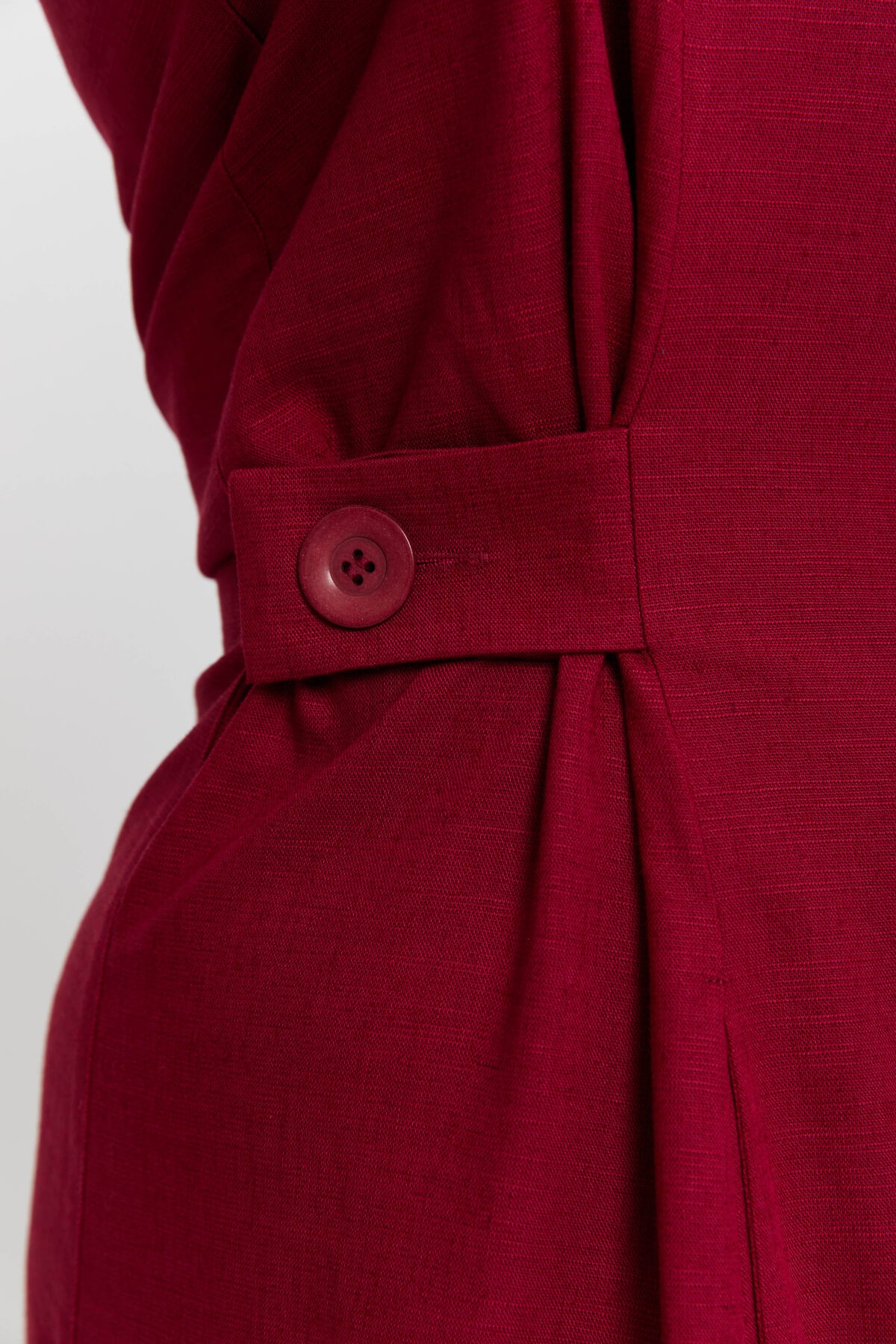 Emilia | Midi A-Linie Kleid mit Leinen in Rot