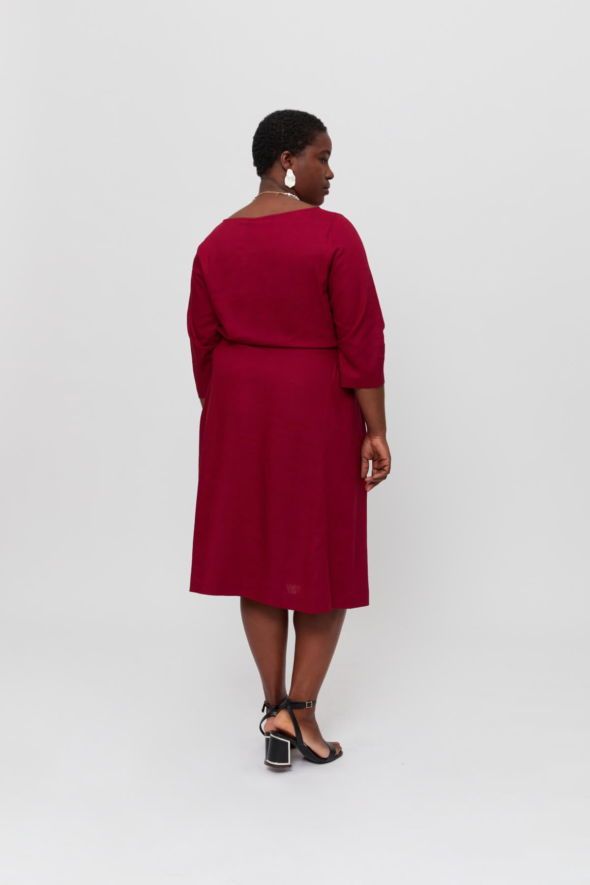 Emilia | Midi A-Linie Kleid mit Leinen in Rot