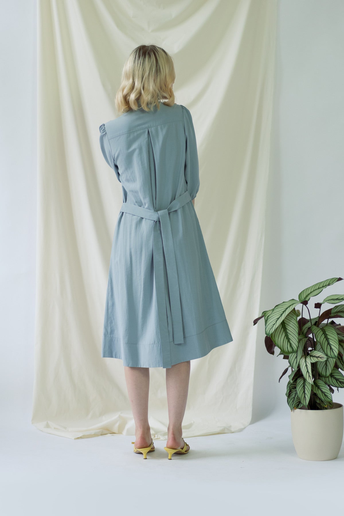 Melanie | Hemdkleid mit Ballonärmeln in Blau