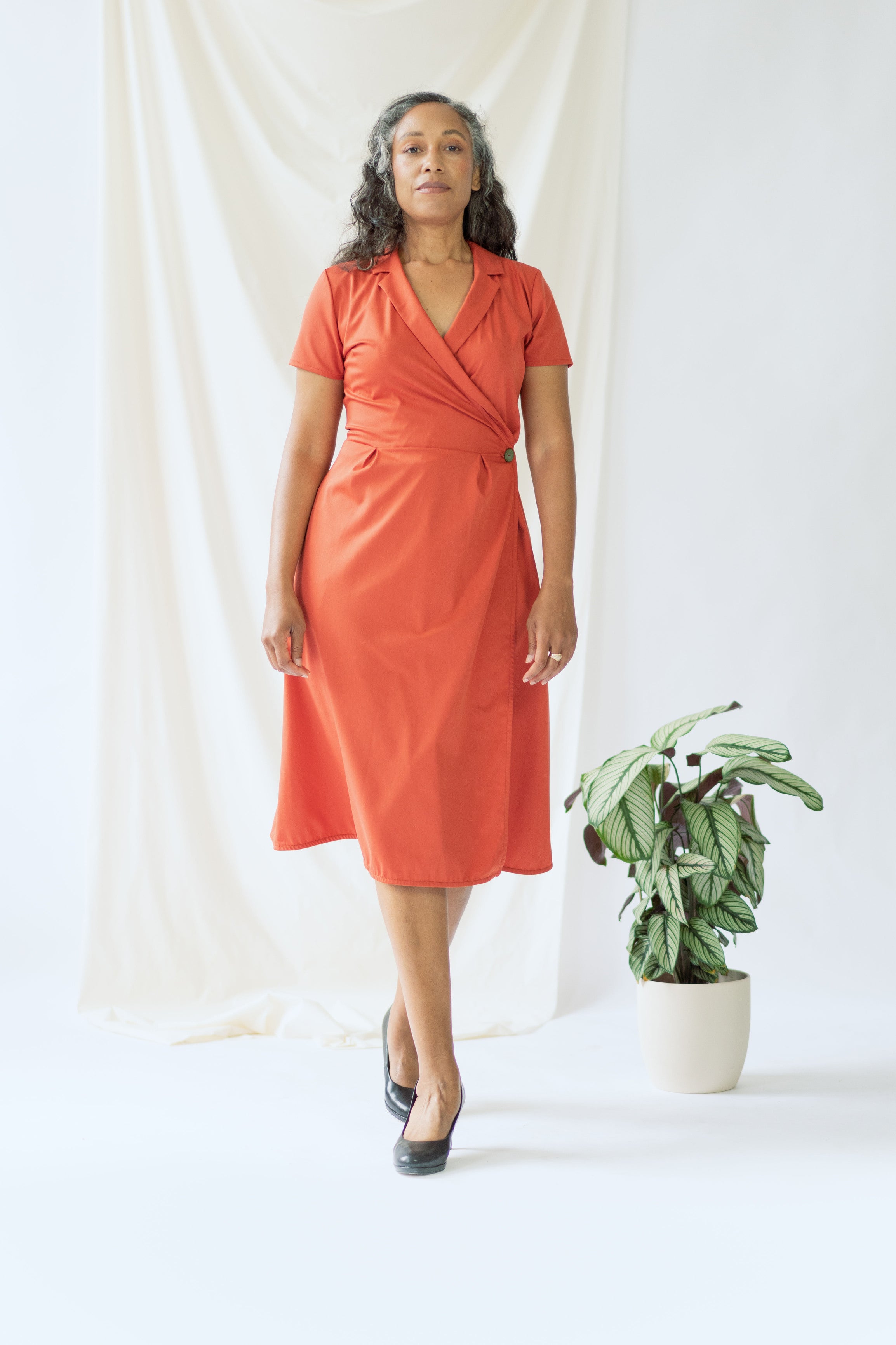 kleid orange damen Midikleid, Arbeitskleid, Sommerkleid, Freizieitkleid