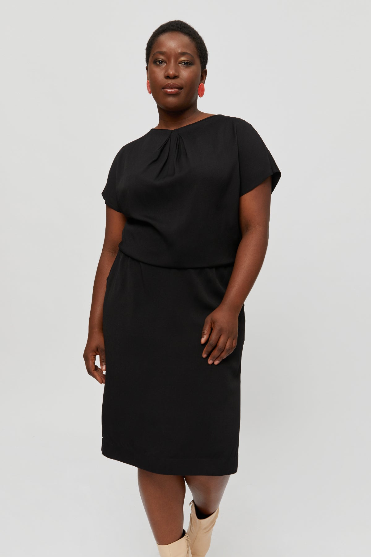 Black Work Dress AMY for Women. Midi Pencil Skirt Dress · Elegant Office Dress with Pockets - AYANI