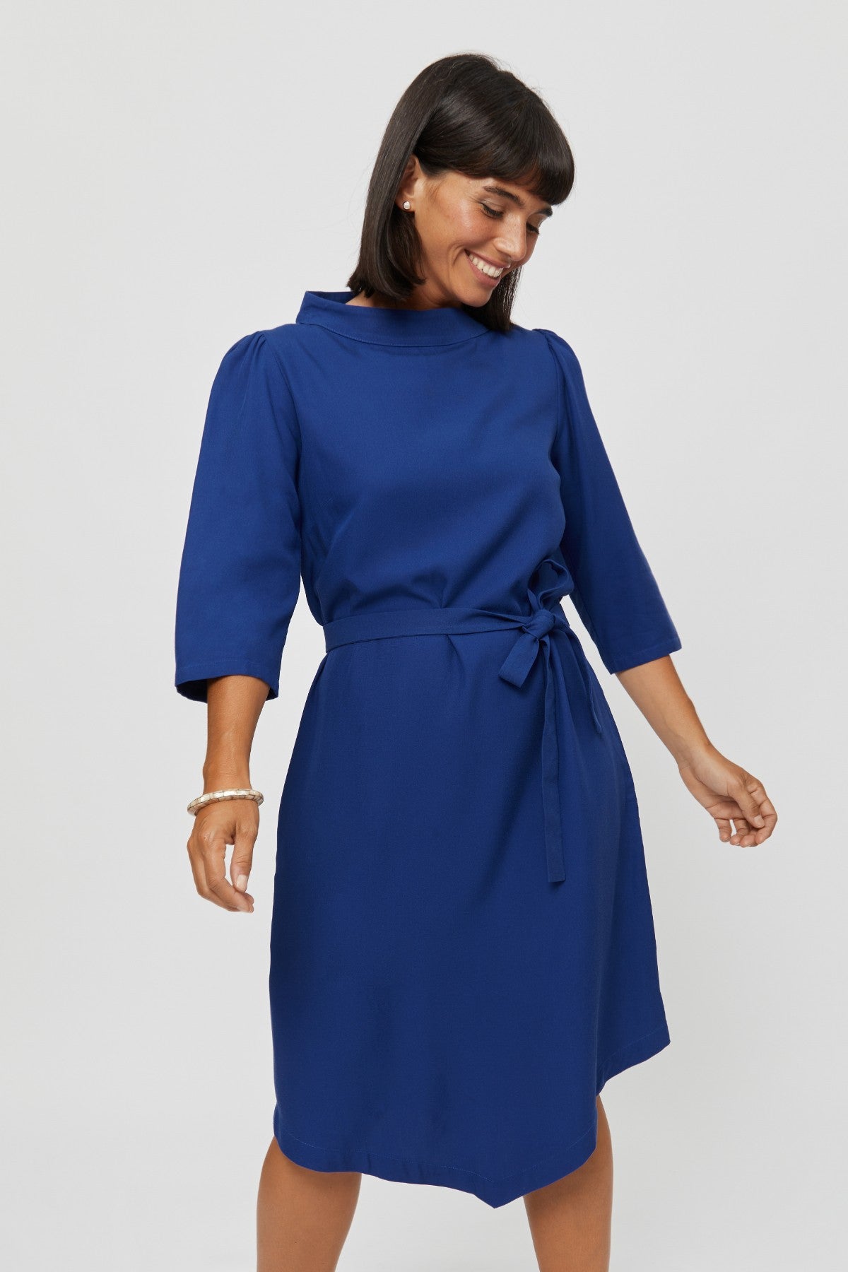 Elegant Midi Dress SUZI, Formal A Line Dress in Blue - AYANI