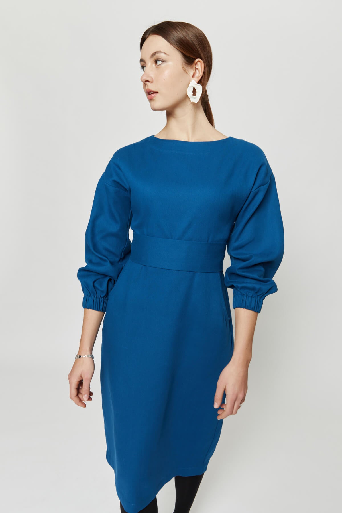 langärmliges Kleid festlich winterkleid blau