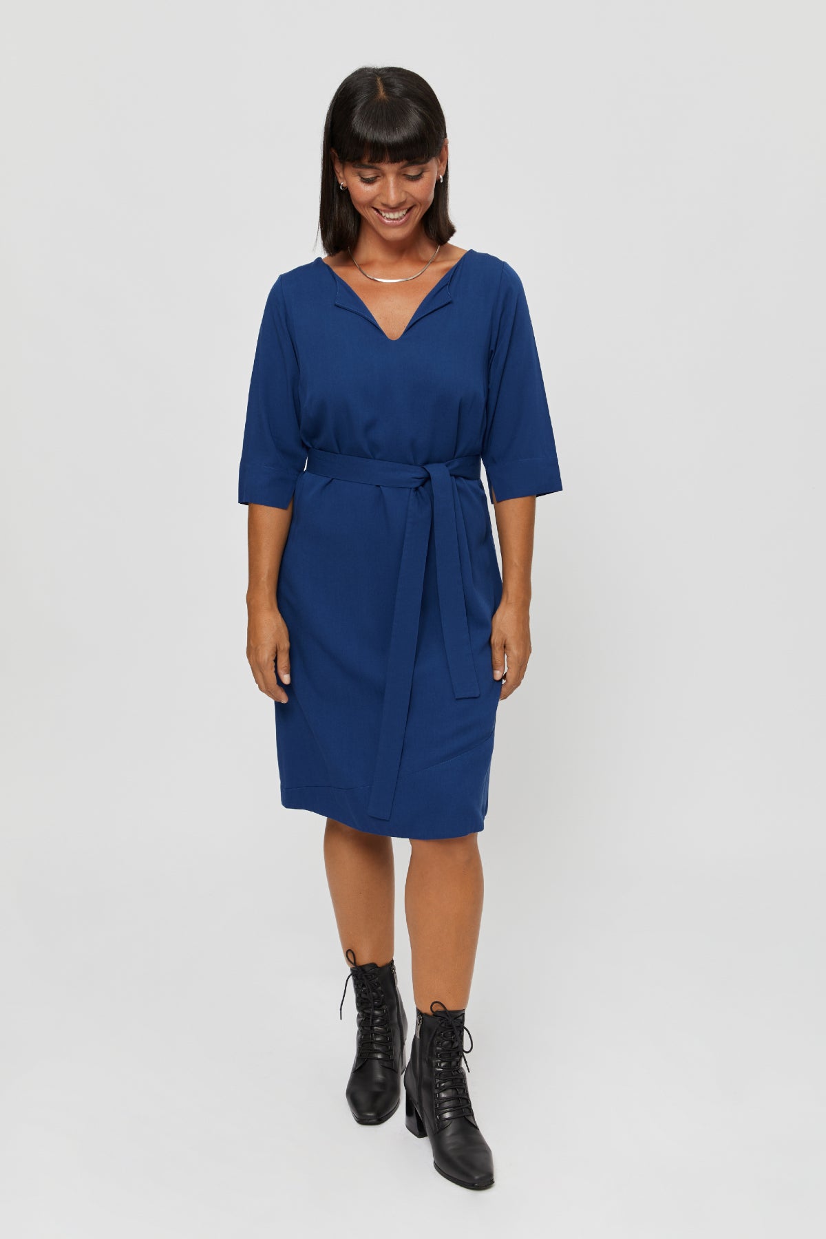 Work Dress CATHERINE Elegant Midi Dress in Blue AYANI