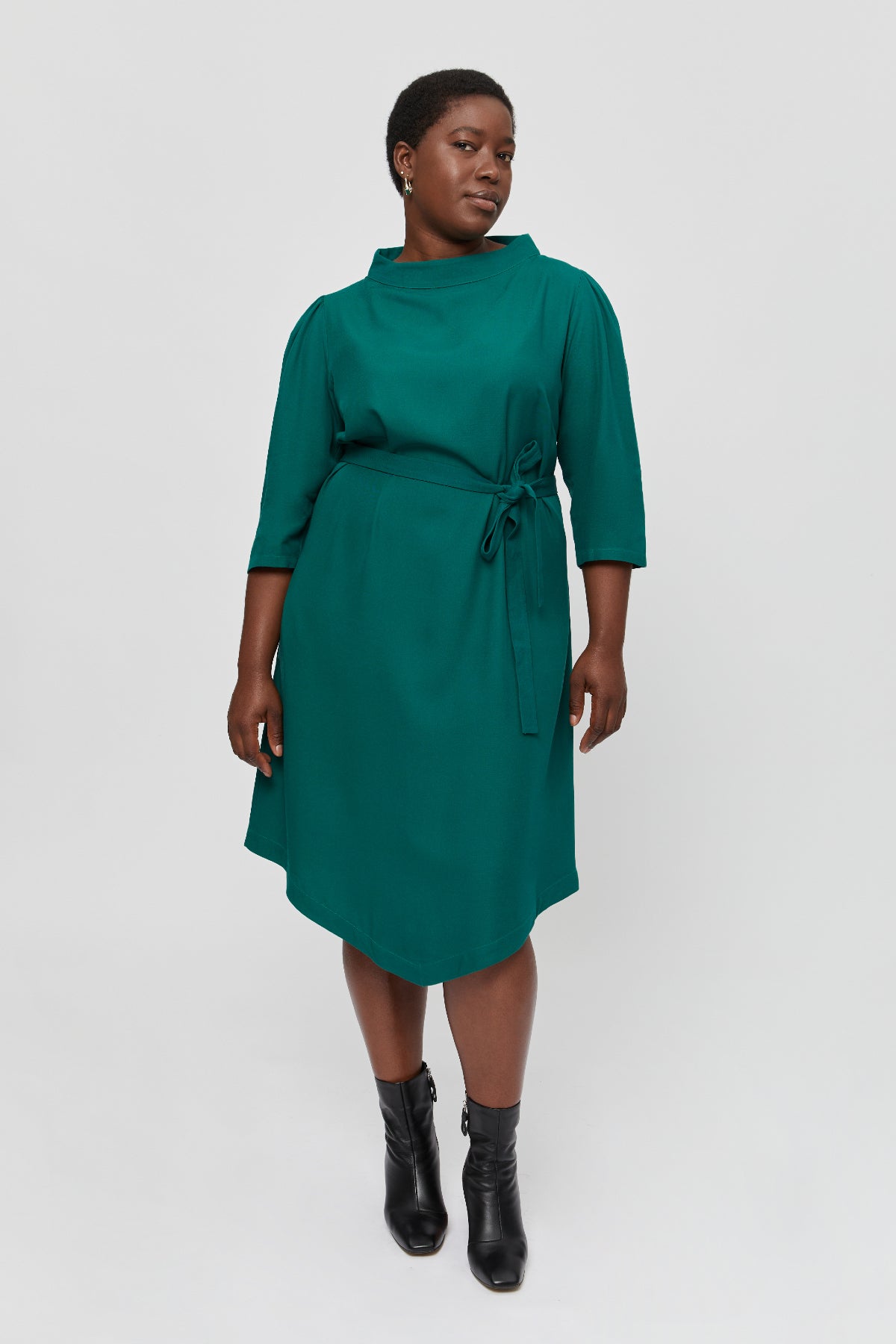 Elegant Midi Dress SUZI, Formal A Line Dress in Green - AYANI