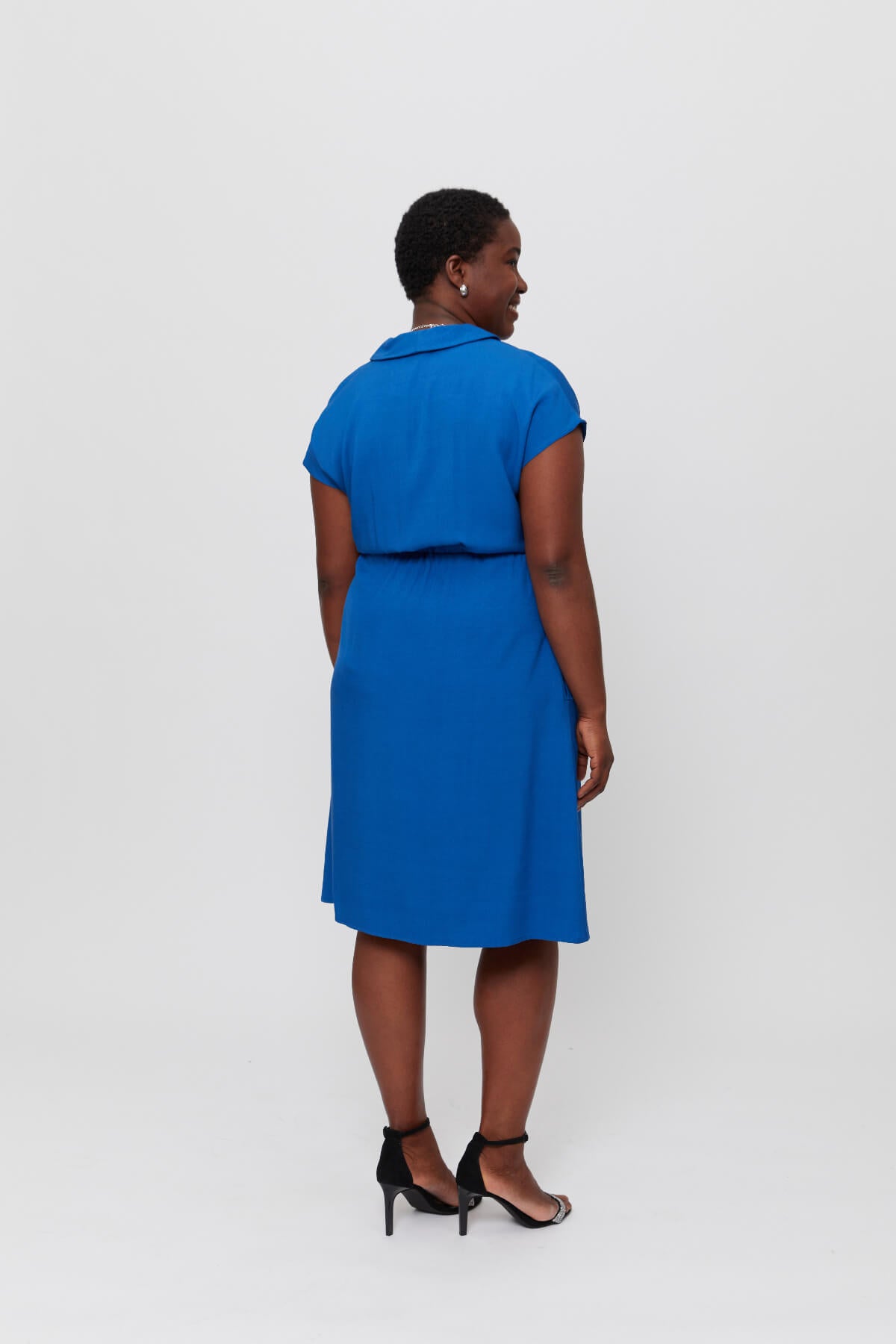 Lilit | Formal Midi Dress with Wrap Optic in Blue
