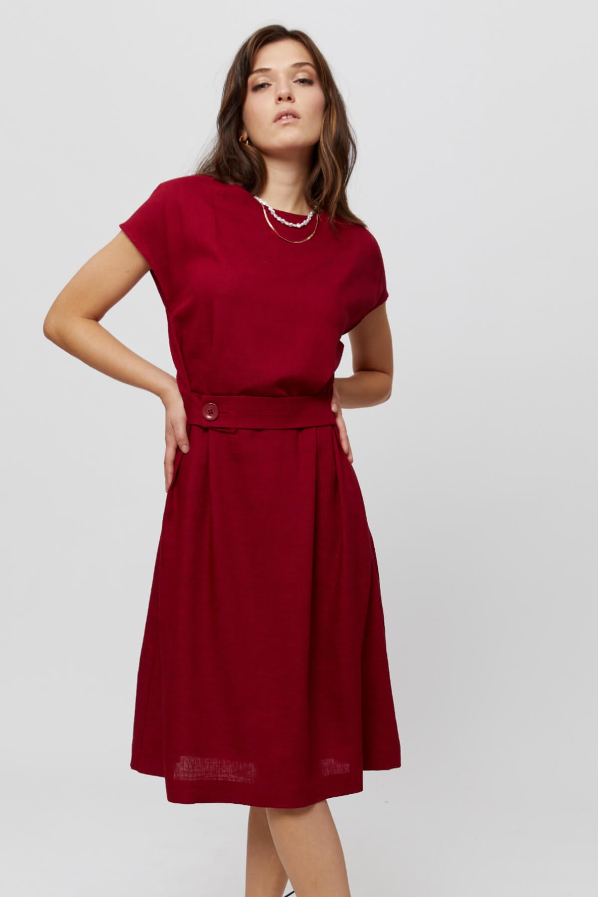 Casual Dress SATI, Summer Casual A Line Dress in Red - AYANI