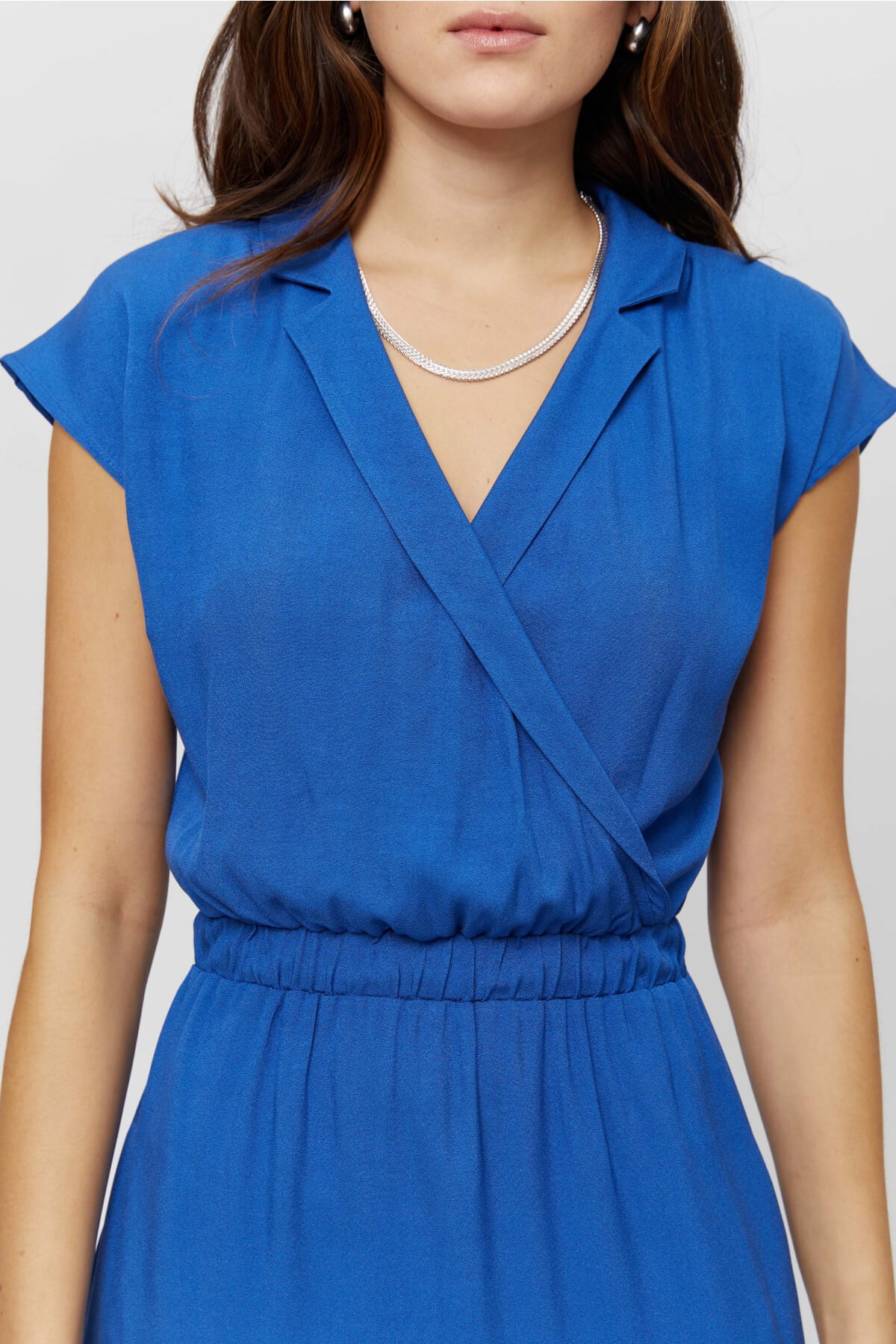 Lilit | Formal Midi Dress with Wrap Optic in Blue