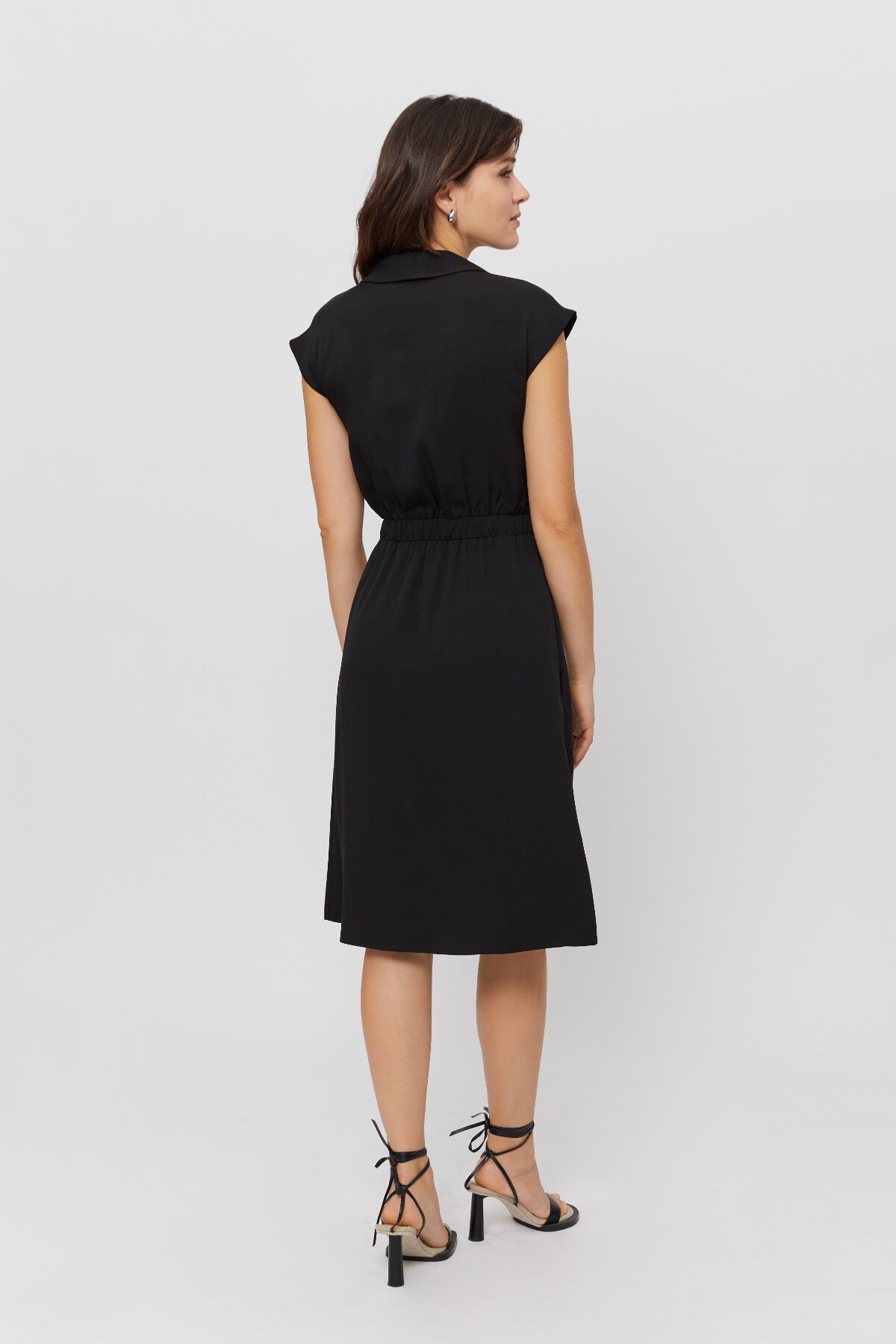 Lilit | Formal Midi Dress with Wrap Optic in Black