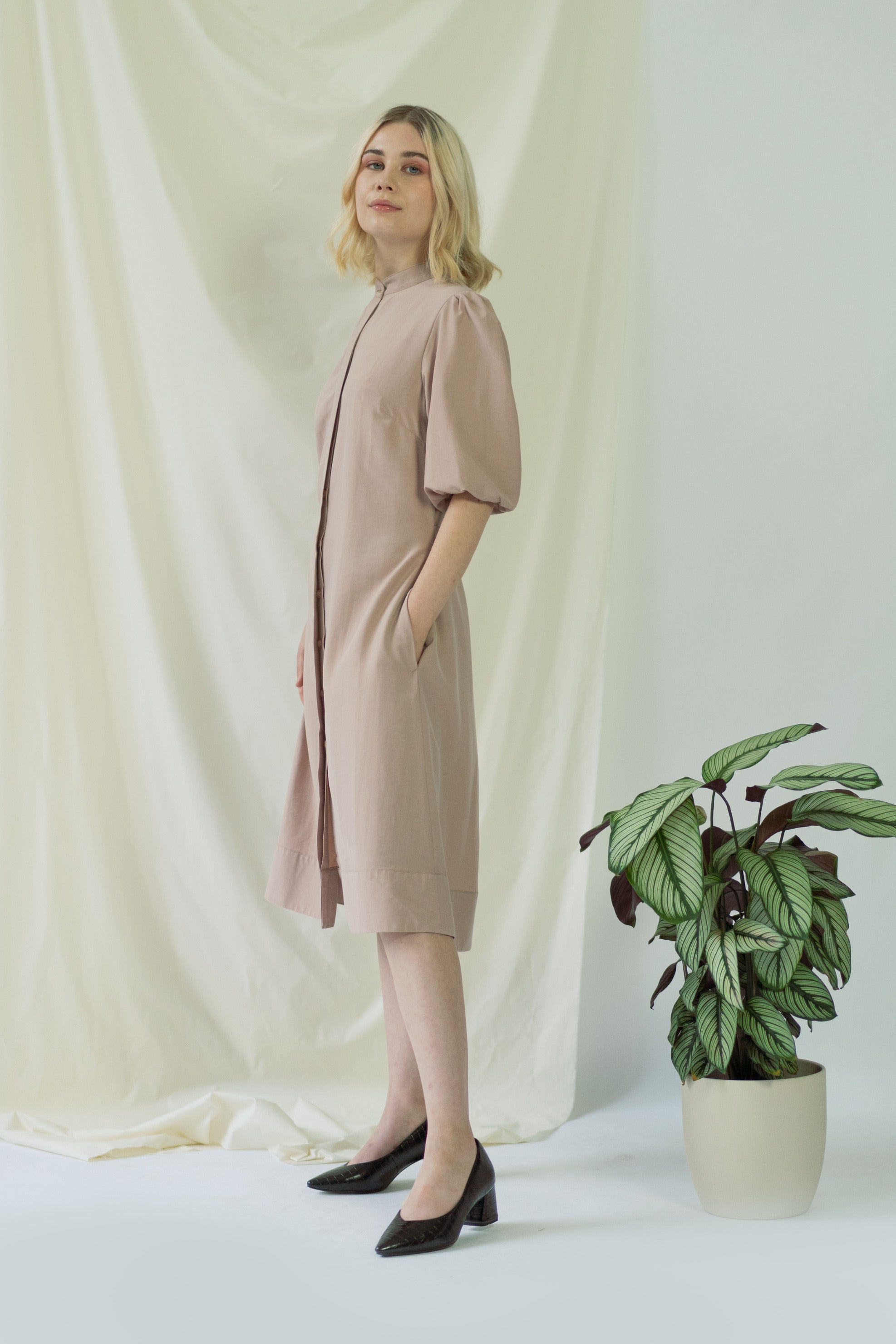 Melanie | Shirt Dress with balloon sleeves in rose