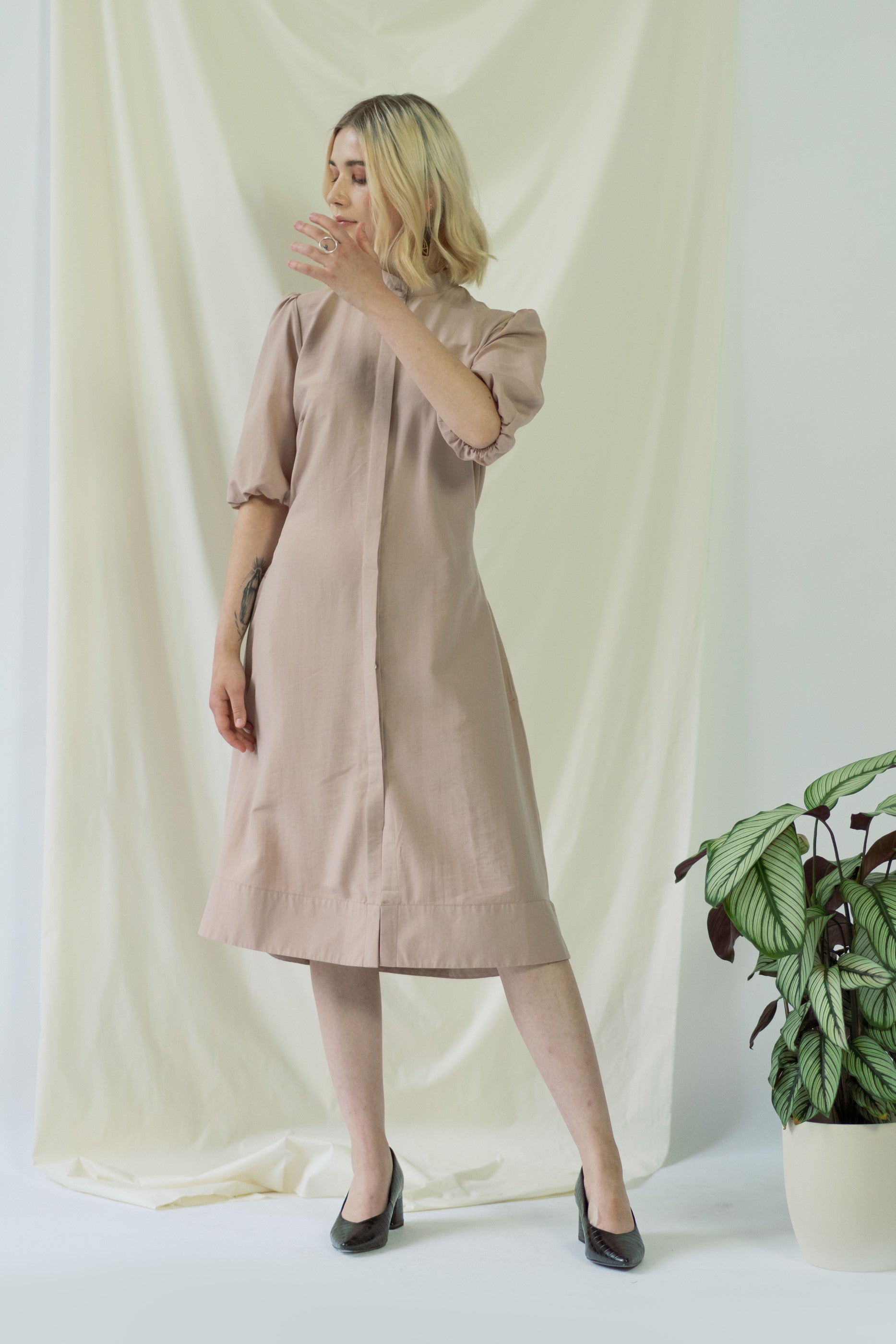 Melanie | Shirt Dress with balloon sleeves in rose