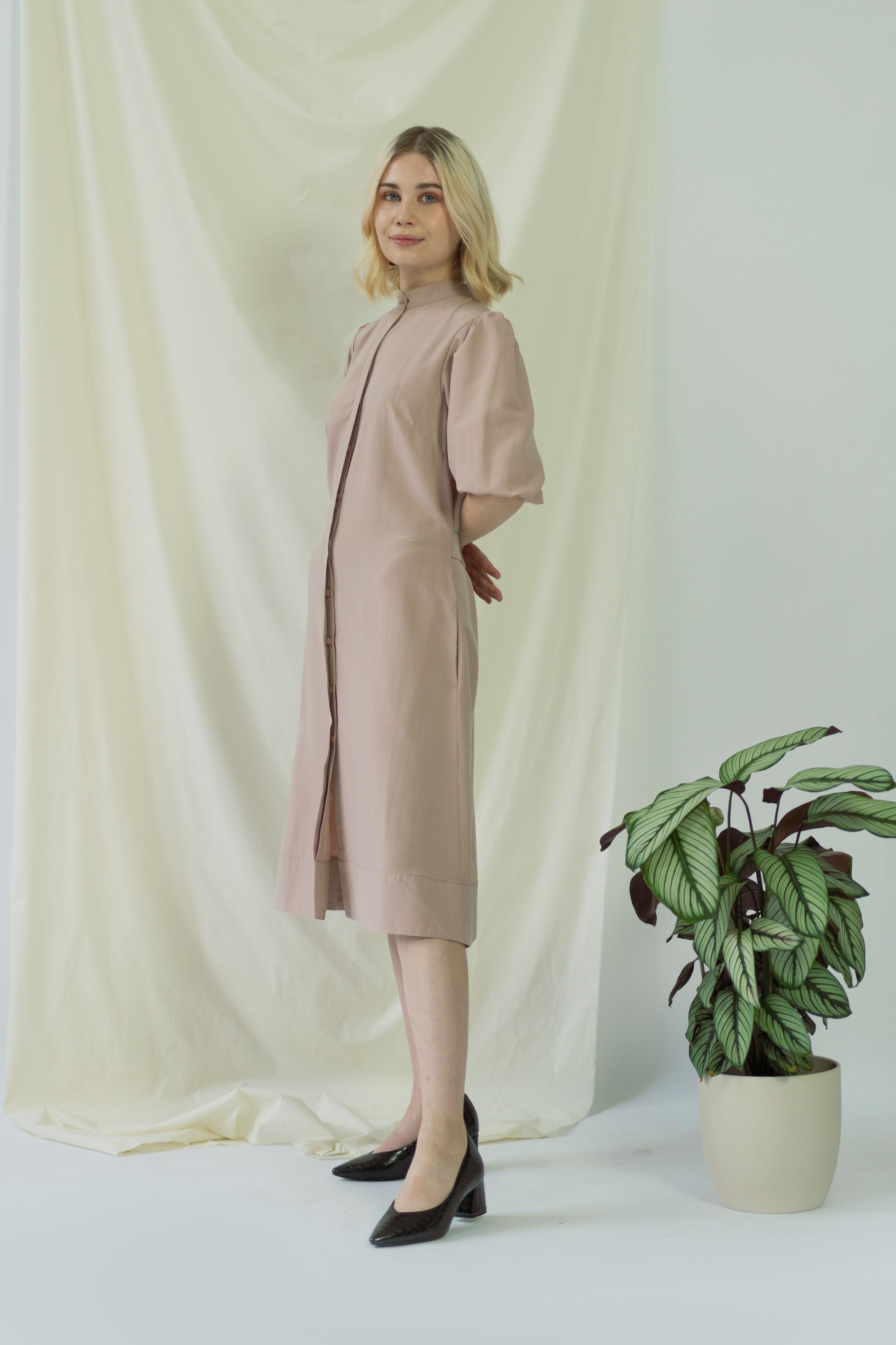 Melanie | Shirt Dress with balloon sleeves in rose