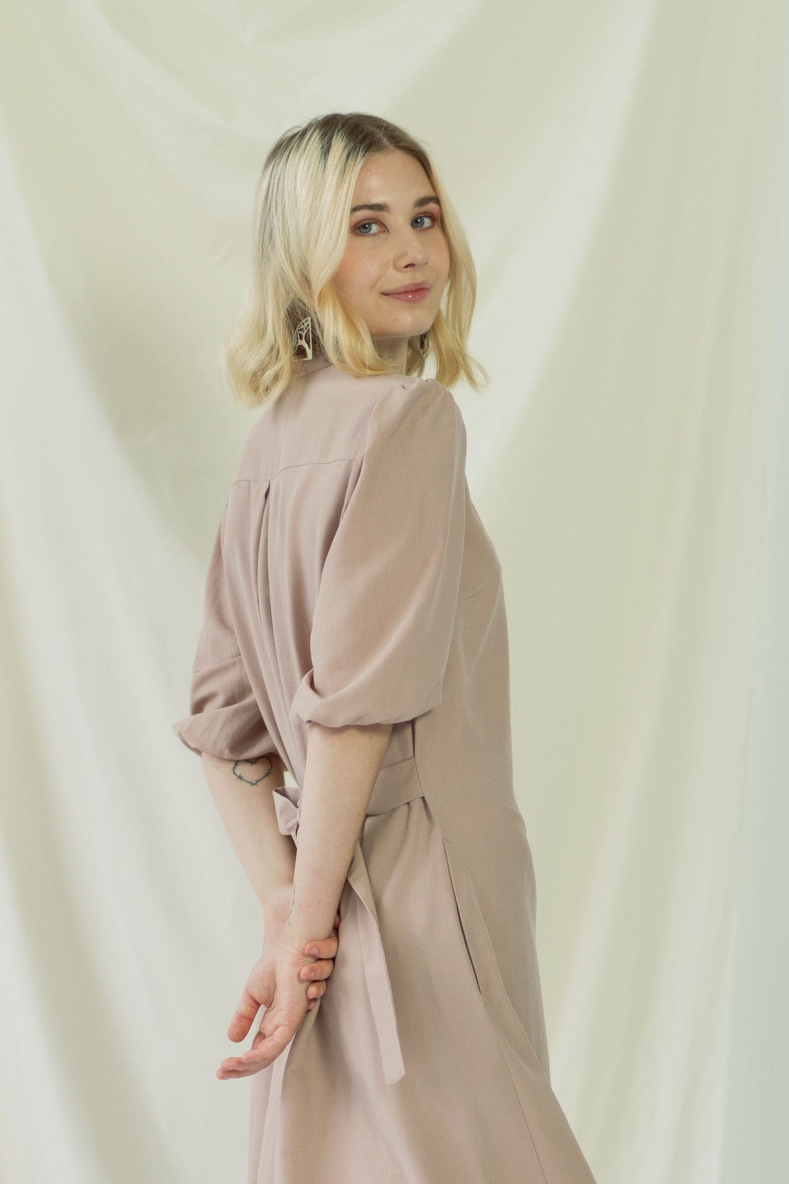 Melanie | Shirt Dress with balloon sleeves in rose