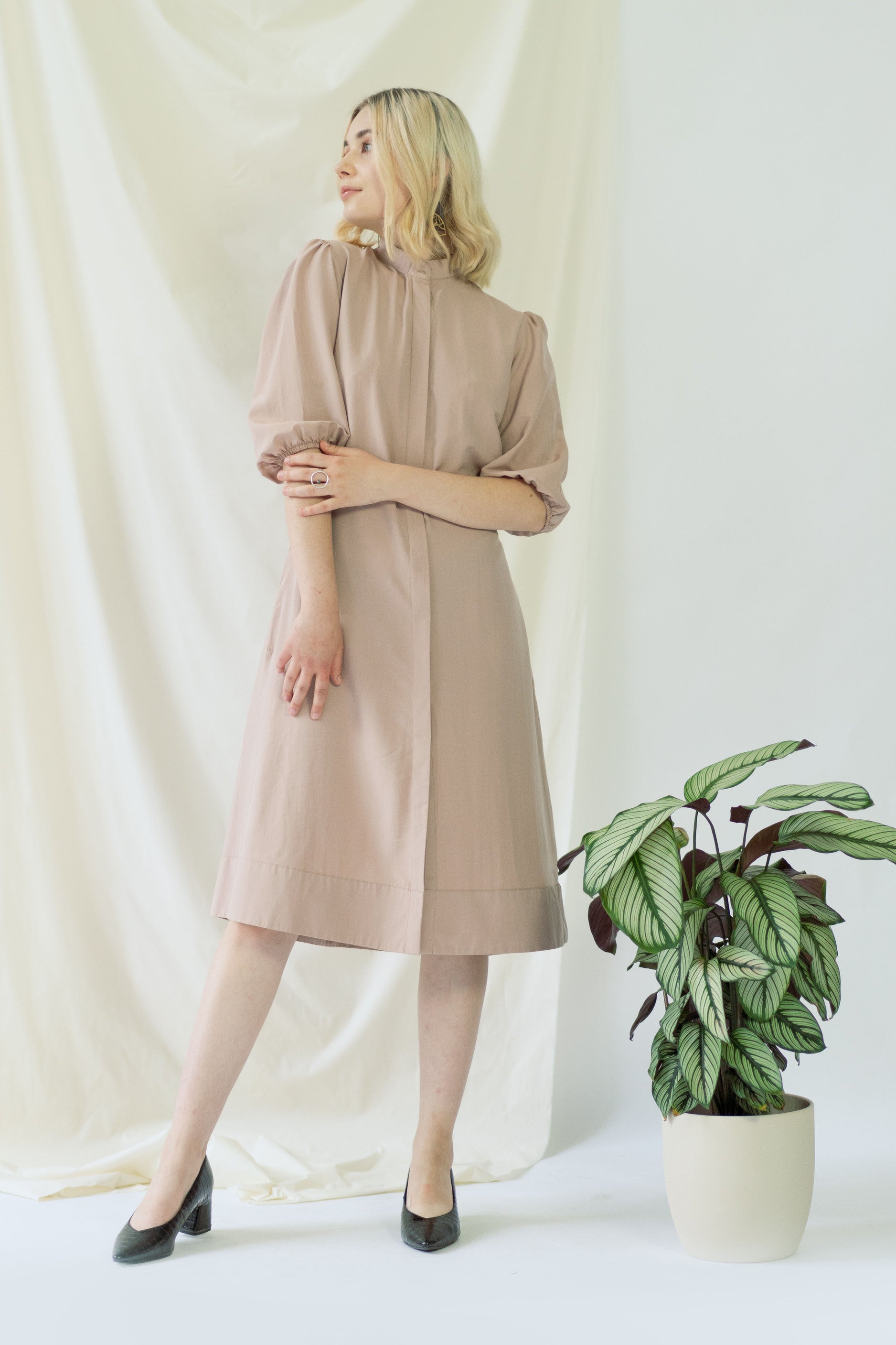 Melanie | Shirt Dress with balloon sleeves in rose