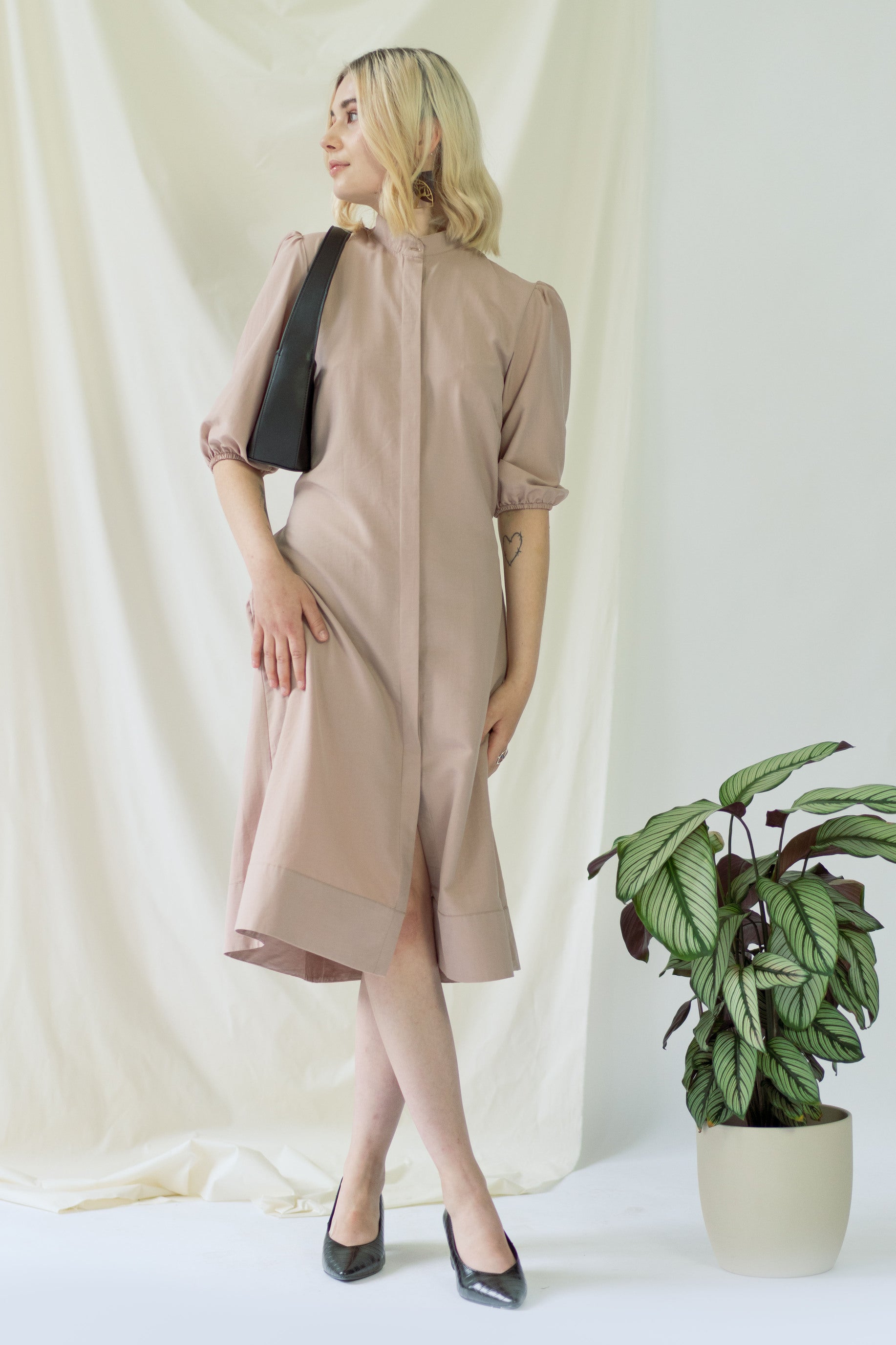 Melanie | Shirt Dress with balloon sleeves in rose