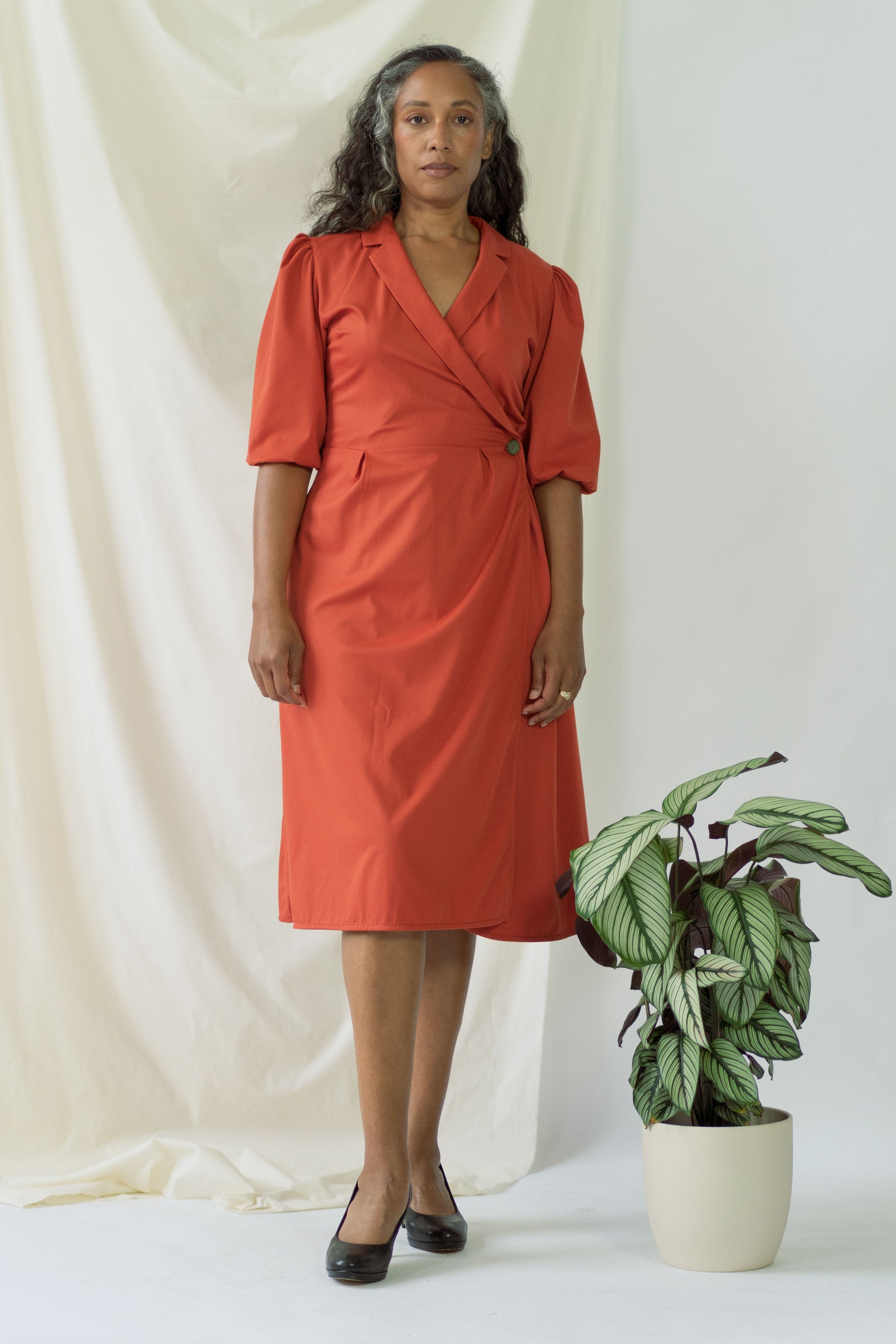 Maxi Orange Kleid mit Puffärmel - AYANI