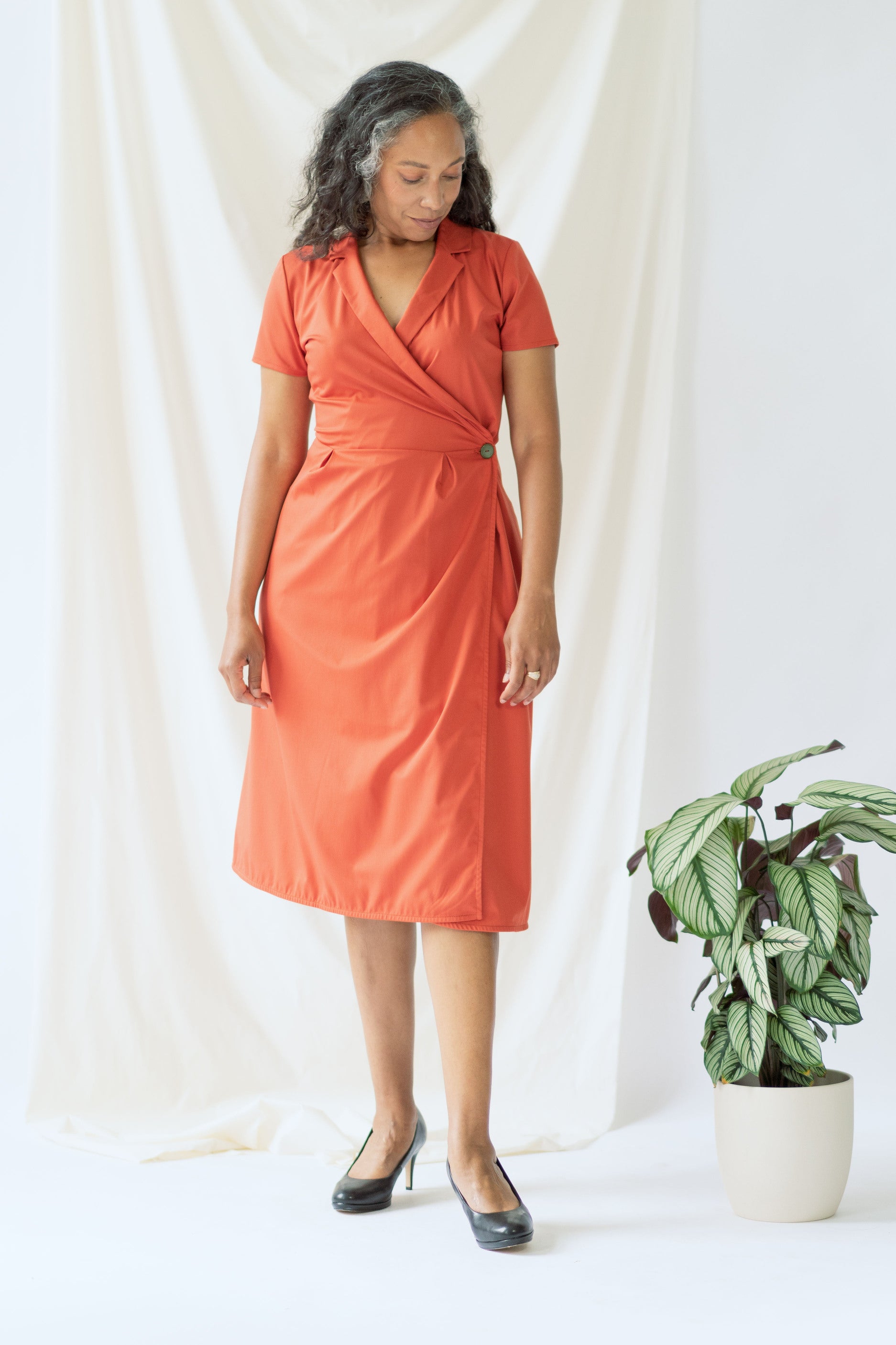 Isabel | Wrap Dress with short sleeves in Aperol