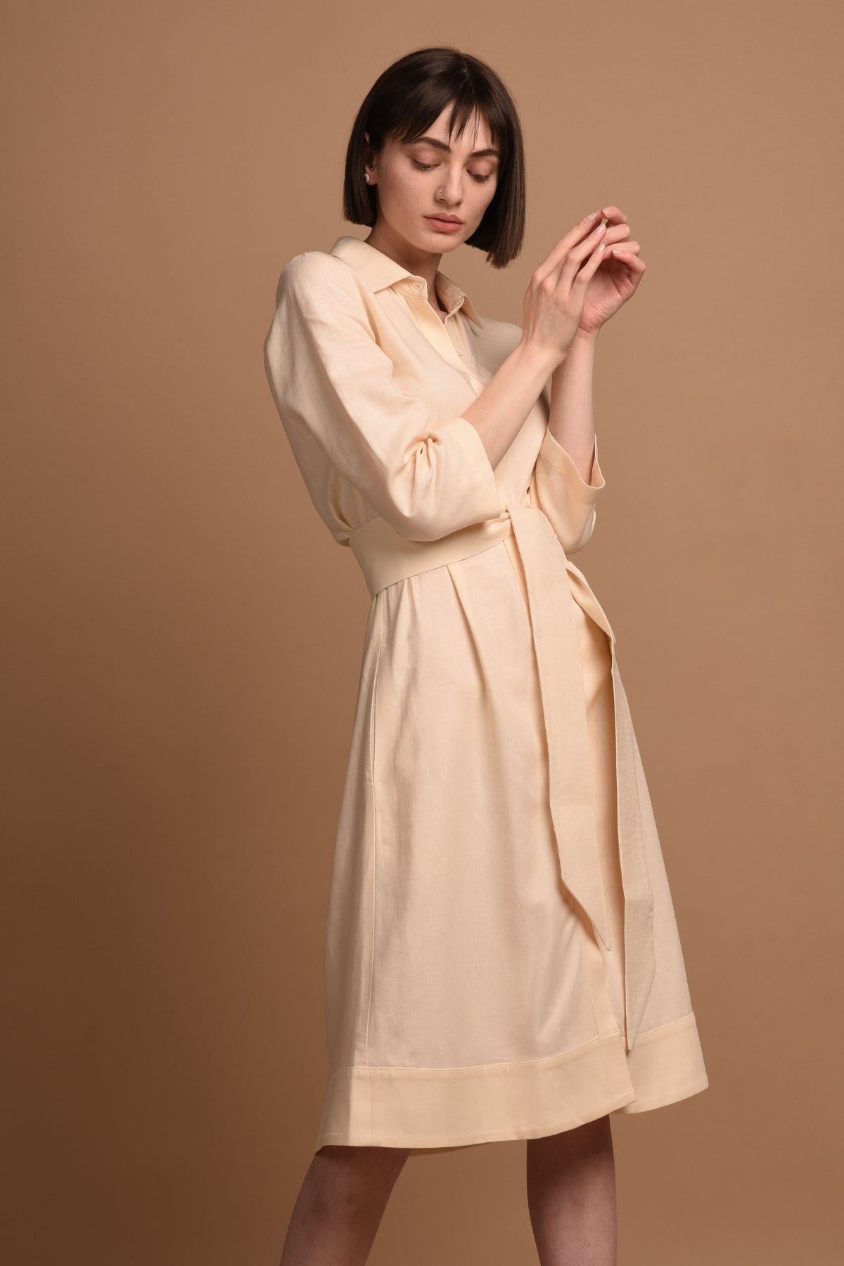 Beige Linen Dress . Summer Dress sustainable