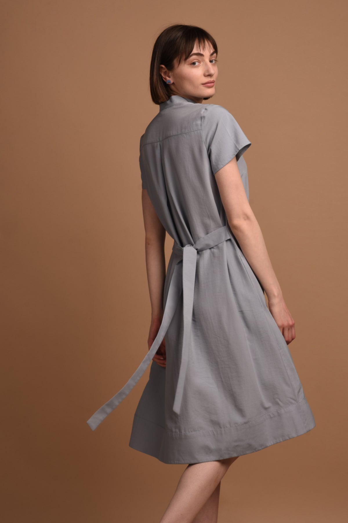 Melanie Shirt Dress with short sleeves in Light Blue